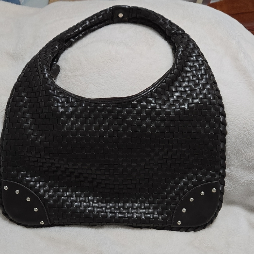 Black Woven Hobo Bag